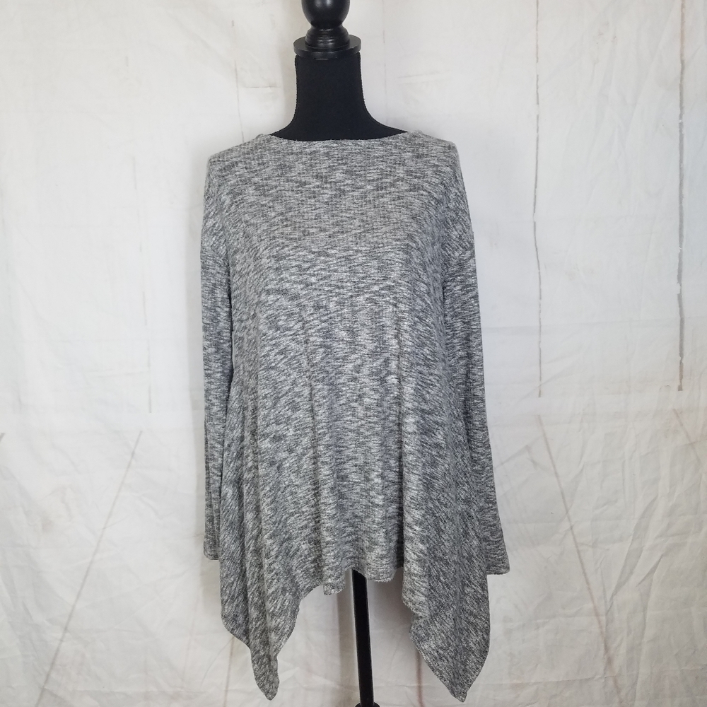 gibson gray heather twist tie back tunic top